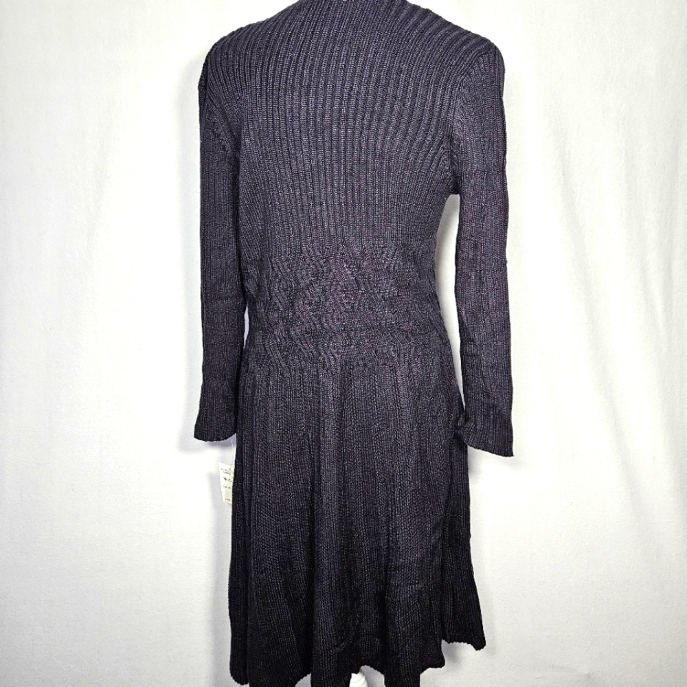 Eliza J Navy Blue Cable Knit Fit & Flare Sweater Dress Size L - Picture 8 of 10
